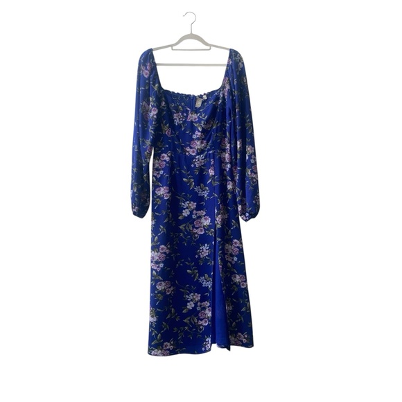 Forever 21 Floral Blue Midi Dress Women’s Size Medium Excellent Used Condition - Picture 1 of 5